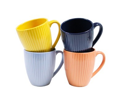 Vertikal randig keramisk kaffemugg